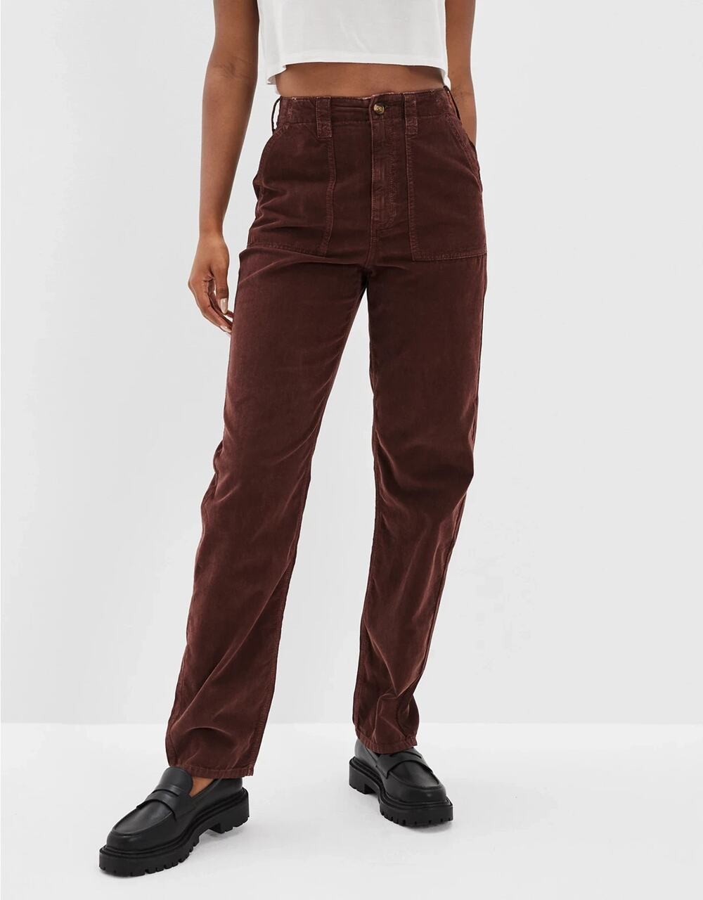 American Eagle Lightweight Corduroy Highest Waist Baggy Straight Pant Size 6